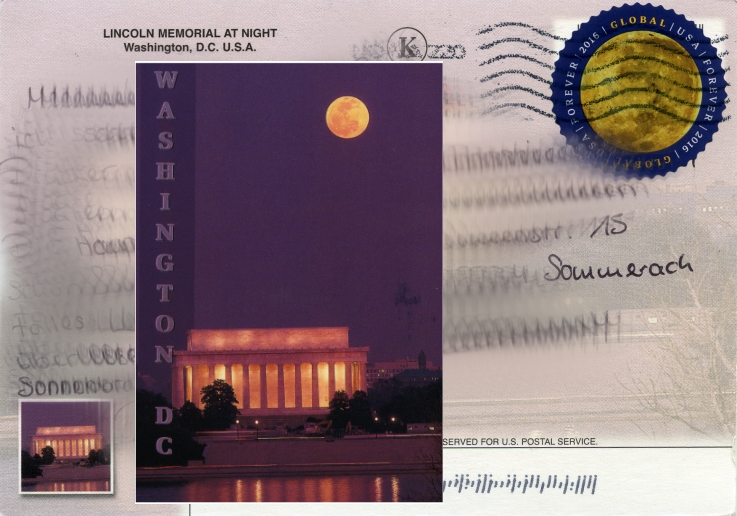 first postcard location Moonaco from Washinton DC - erste Postkarte an Moonaco.de aus Washington DC